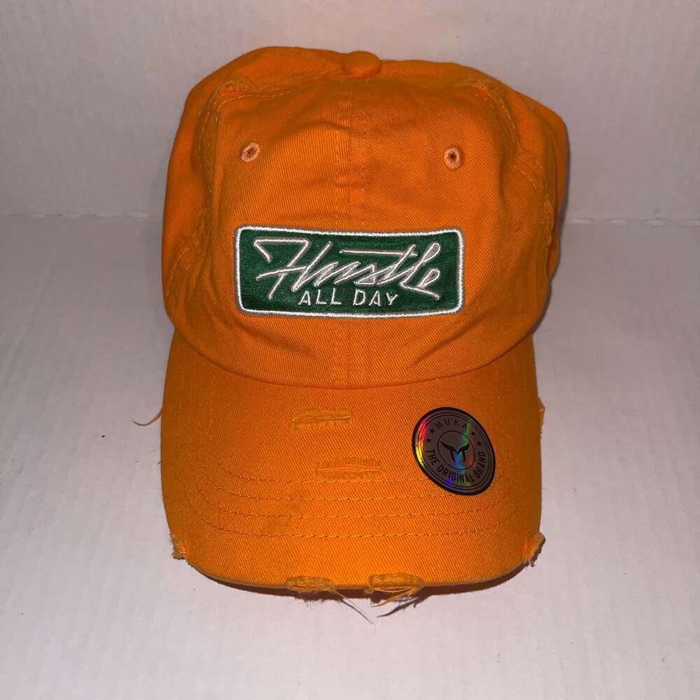 Muka “Hustle All Day” Washed Distressed Hat